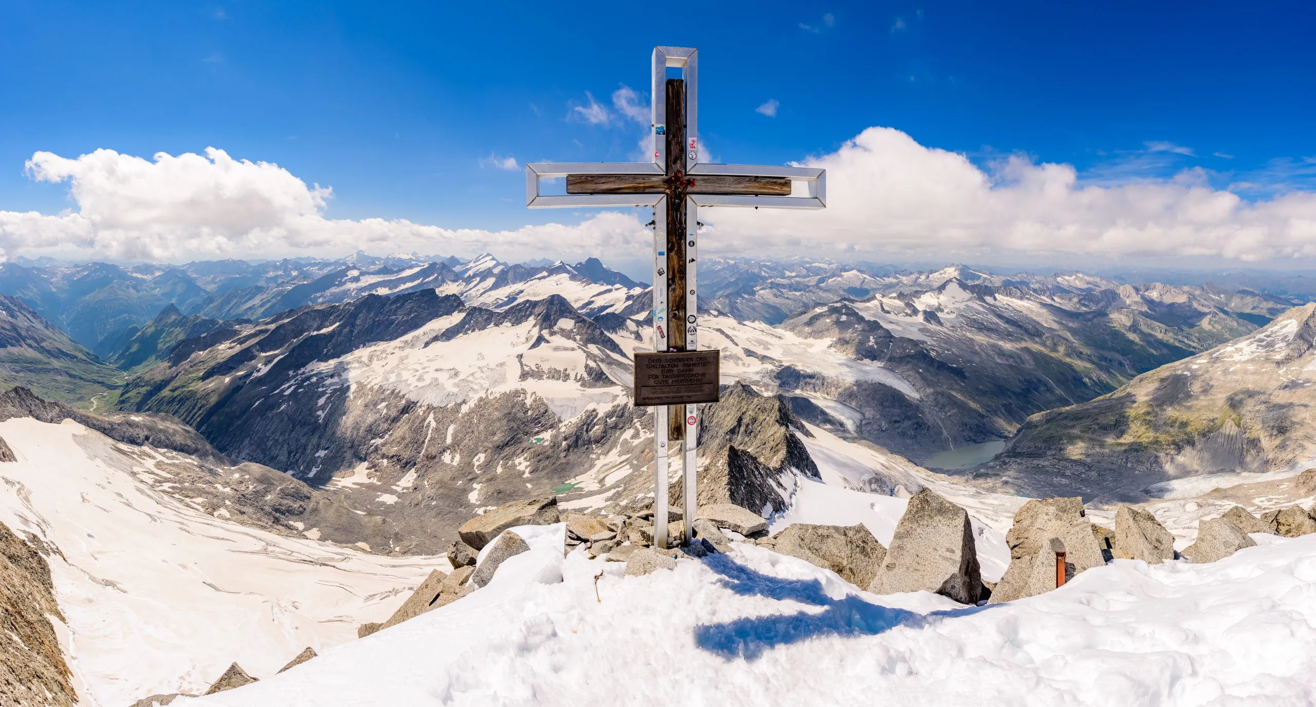 The cross on the summit of Grossvenediger mountain